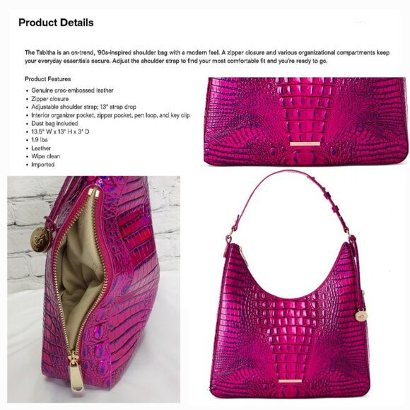 'BRAHMIN' 'TABITHA' CROC-EMBOSSED LEATHER BAG VOLTAGE VIOLET MELBOURNE FL.INCL. - Picture 9 of 14